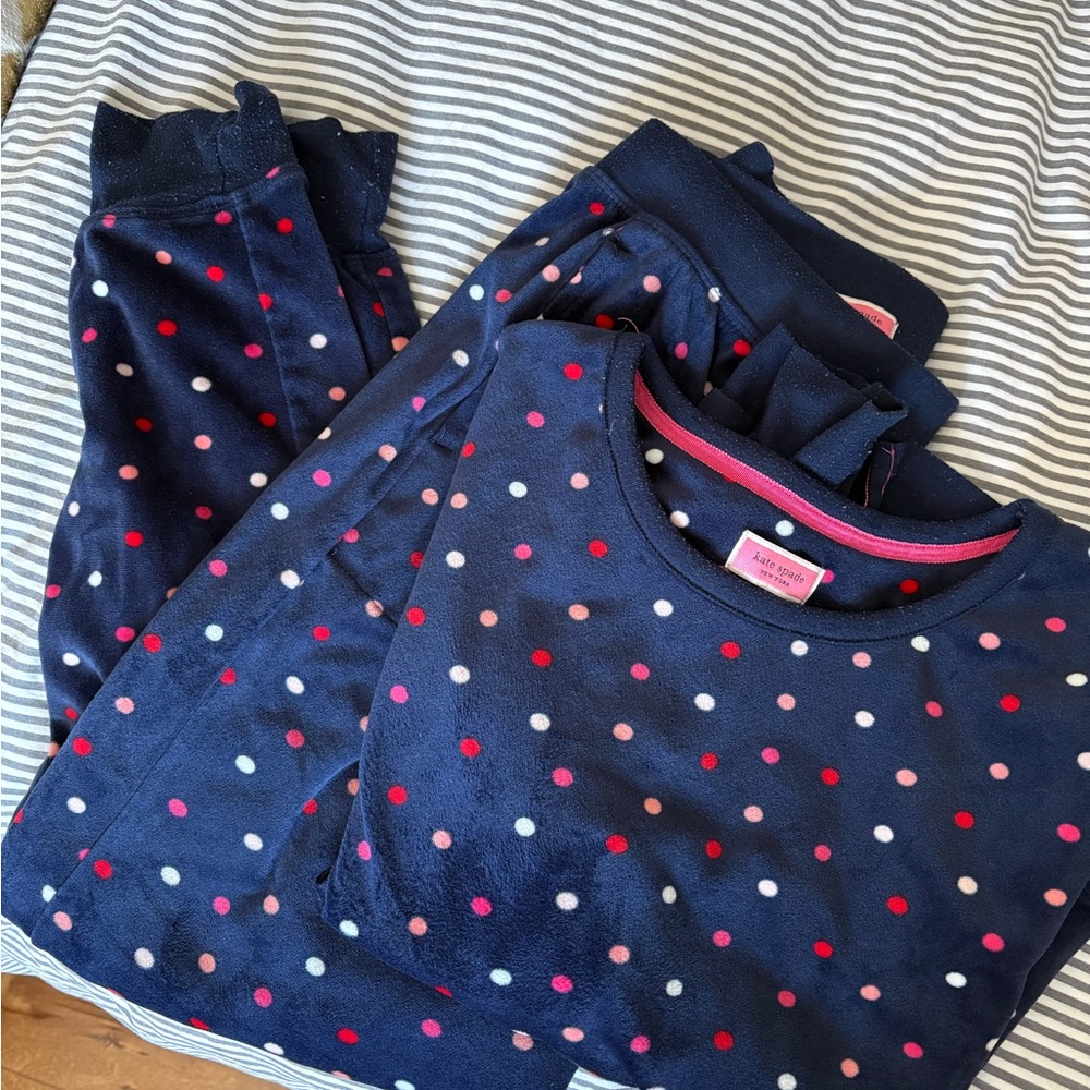 kate spade Kids Pajama Set - Navy with Pink and White Dots
